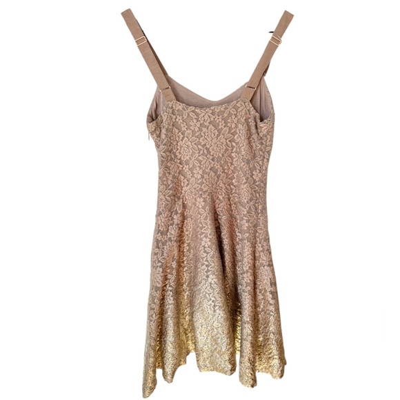 Free People Ombre Foil Lace Fit & Flare Mini Dress Cream Gold Sz XS - Picture 3 of 12